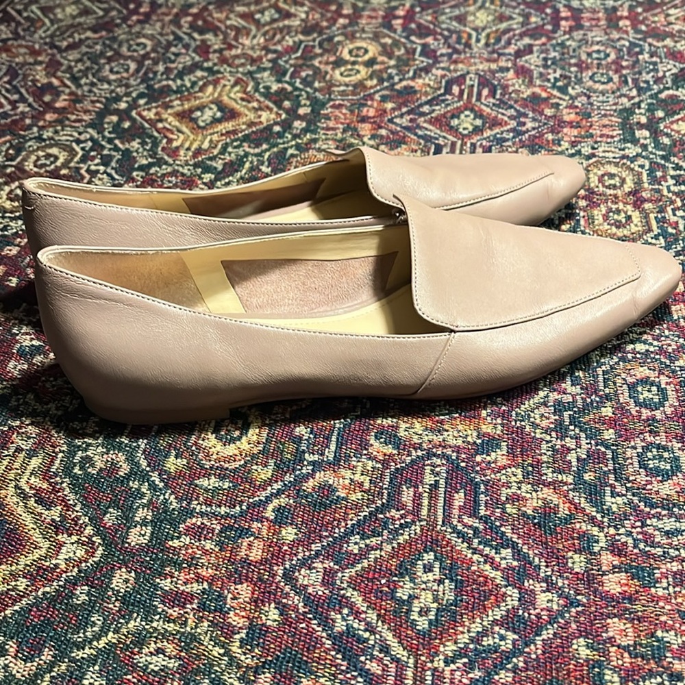 Marc Fisher Enaba Tan Leather Square Toe Loafer Flats size 7.5